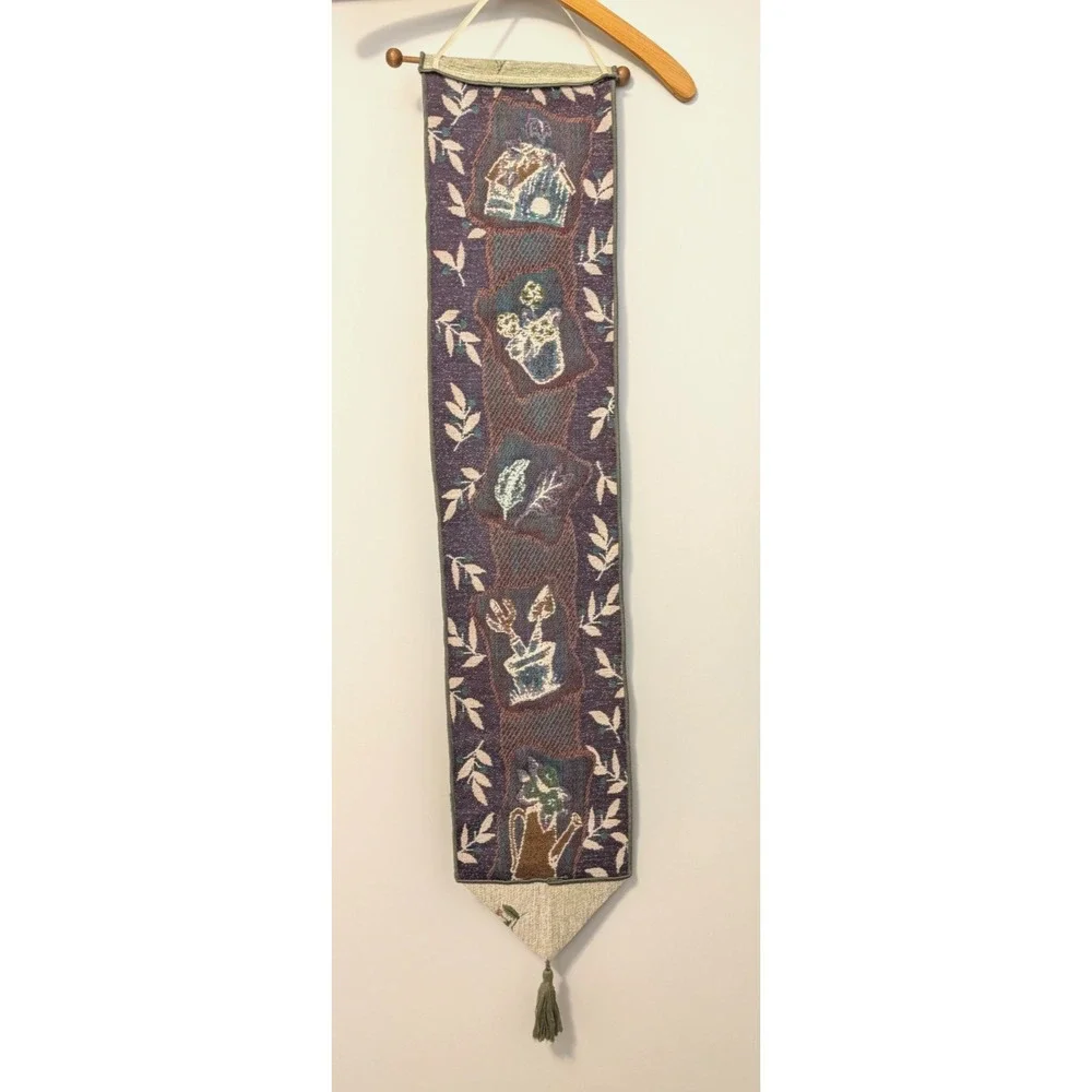 Garden Tapestry Wall Hanging Birdhouse Flowers Watering Can 44